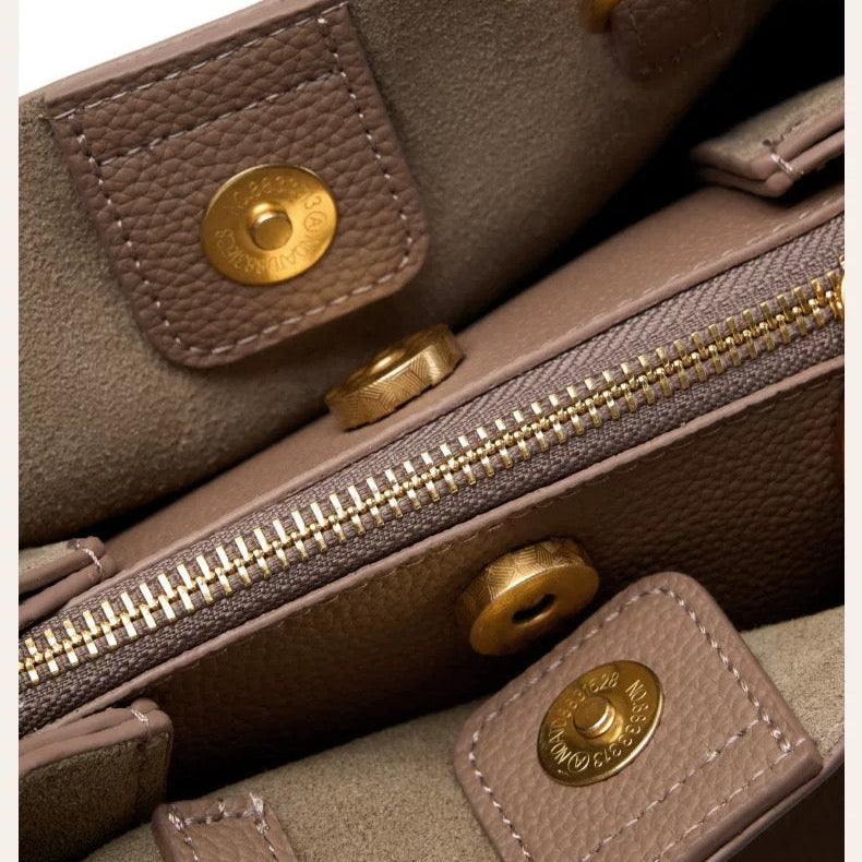 Authentic Leather Tote Bag - Versatile Shoulder and Crossbody Bag Authentic Leather Tote Bag