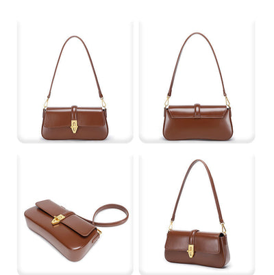 Genuine Leather Crossbody Bag - Stylish Underarm Tote and Baguette Shoulder Bag Genuine Leather Underarm Bag Tote Bag Ba