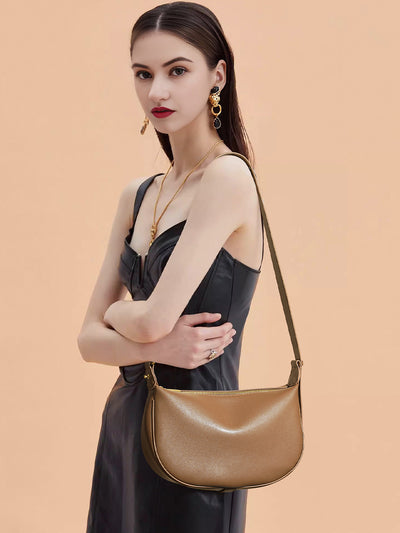 Genuine Leather Crossbody Tote Bag - Soft Women's Shoulder and Underarm Bag Genuine Leather Crescent Crossbody Soft