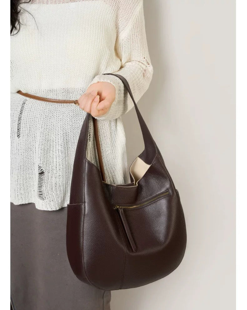 Genuine Leather Shoulder Bag with Larger Capacity 3 in 1 Fashion Women Anti-Theft Backpack