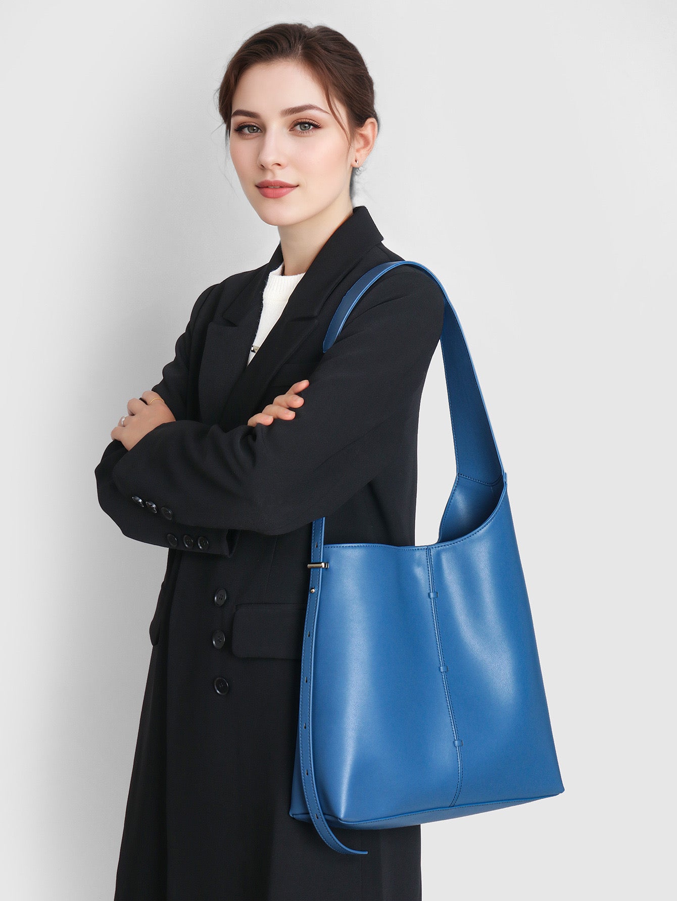 Genuine Leather Shoulder Bag - Large Capacity Underarm Design 3 in 1 Fashion Women Anti-Theft Backpack