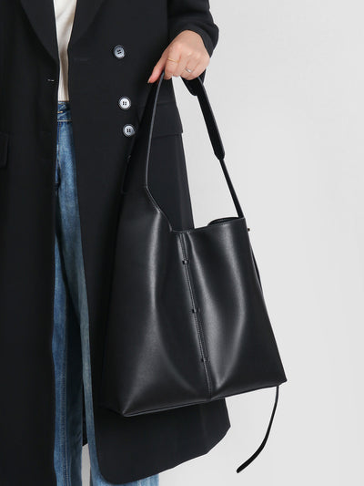 Genuine Leather Shoulder Bag - Large Capacity Underarm Design 3 in 1 Fashion Women Anti-Theft Backpack
