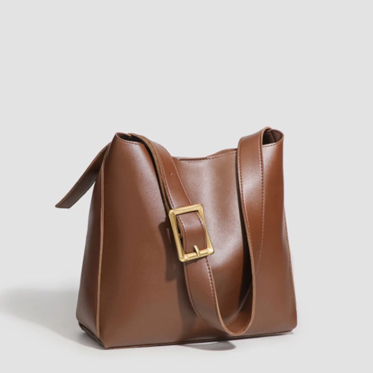 Vegan Leather Bucket Bag - Maillard Crossbody and Shoulder Bag 3 in 1 Fashion Women Anti-Theft Backpack
