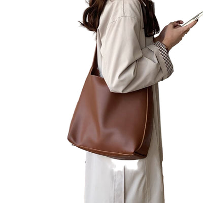 Vegan Leather Bucket Bag - Maillard Crossbody and Shoulder Bag 3 in 1 Fashion Women Anti-Theft Backpack