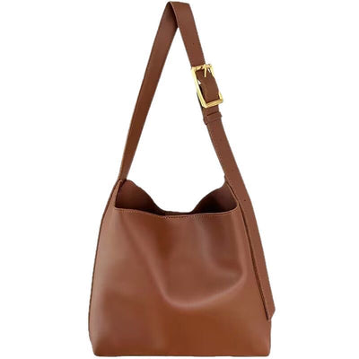 Vegan Leather Bucket Bag - Maillard Crossbody and Shoulder Bag 3 in 1 Fashion Women Anti-Theft Backpack