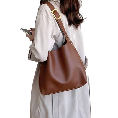 Vegan Leather Bucket Bag - Maillard Crossbody and Shoulder Bag 3 in 1 Fashion Women Anti-Theft Backpack
