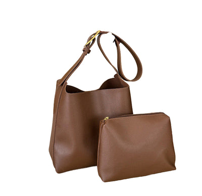 Vegan Leather Bucket Bag - Maillard Crossbody and Shoulder Bag 3 in 1 Fashion Women Anti-Theft Backpack