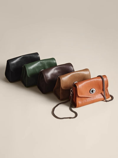 Genuine Leather Crossbody Bag - Stylish Envelope Package Chain Small Messenger Shoulder Bag 3 in 1 Fashion Women Anti-Theft Backpack