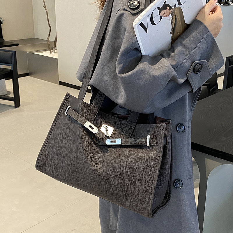 Genuine Leather Crossbody Bag with Locker Design and Large Capacity 3 in 1 Fashion Women Anti-Theft Backpack