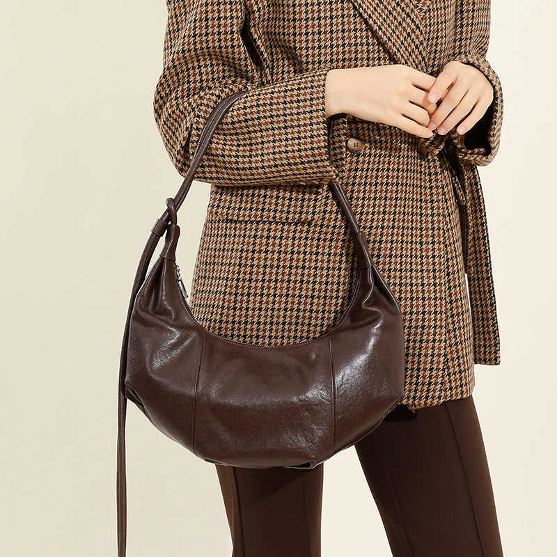 Genuine Leather Croissant Bag | Stylish Shoulder and Crossbody Design 3 in 1 Fashion Women Anti-Theft Backpack