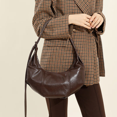 Genuine Leather Croissant Bag | Stylish Shoulder and Crossbody Design 3 in 1 Fashion Women Anti-Theft Backpack