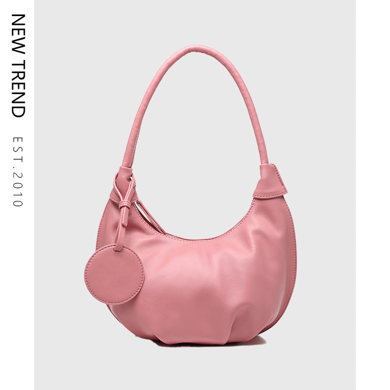 Vegan Leather Portable Underarm Bag Versatile Shoulder Dumpling Bag