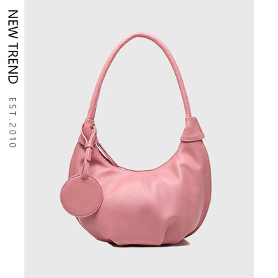 Vegan Leather Portable Underarm Bag Versatile Shoulder Dumpling Bag