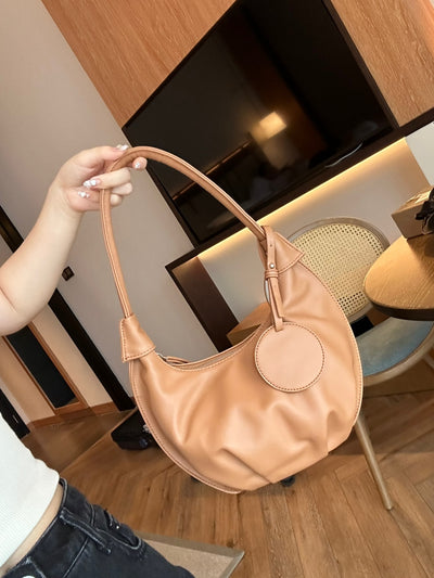 Vegan Leather Portable Underarm Bag Versatile Shoulder Dumpling Bag
