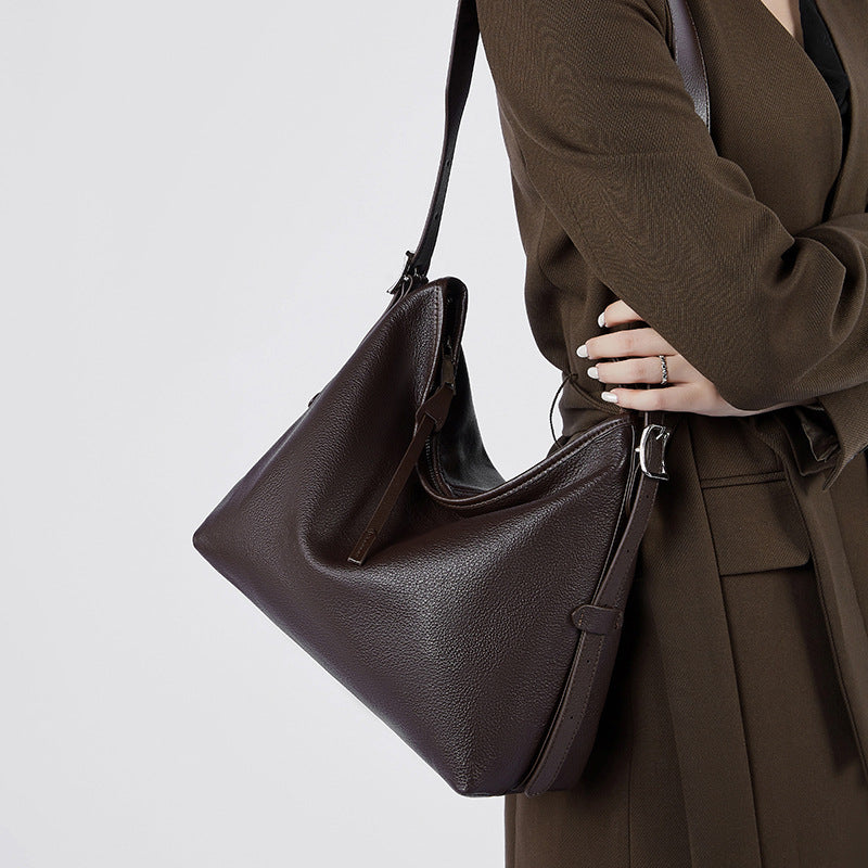 Genuine Leather Shoulder Bag - Versatile Underarm and Messenger Bag 3 in 1 Fashion Women Anti-Theft Backpack