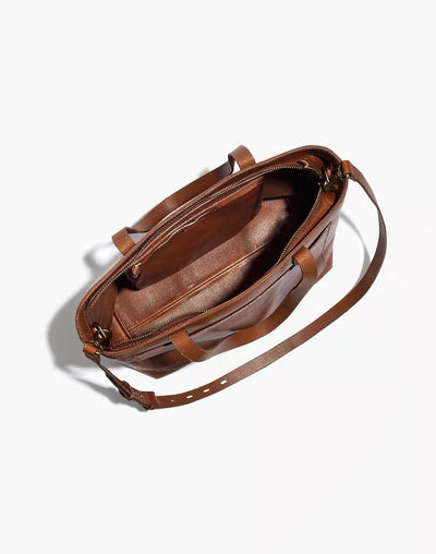 Genuine Leather Tote Bag Crossbody Bag for Stylish Everyday Use Brown Zipper 3 in 1 Fashion Women Anti-Theft Backpack