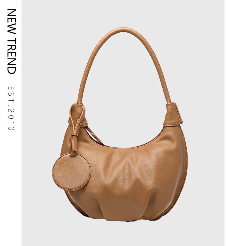 Vegan Leather Portable Underarm Bag Versatile Shoulder Dumpling Bag