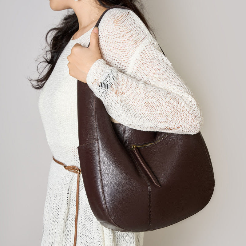 Genuine Leather Shoulder Bag with Larger Capacity 3 in 1 Fashion Women Anti-Theft Backpack
