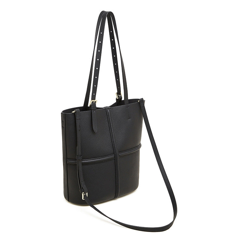 Genuine Leather Crossbody Bag - Portable Shoulder Bag Black 26X15X29 3 in 1 Fashion Women Anti-Theft Backpack