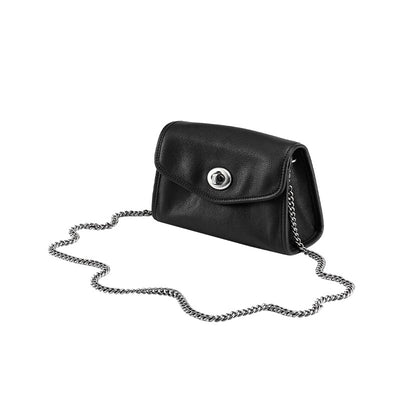 Genuine Leather Crossbody Bag - Stylish Envelope Package Chain Small Messenger Shoulder Bag Black 3 in 1 Fashion Women Anti-Theft Backpack