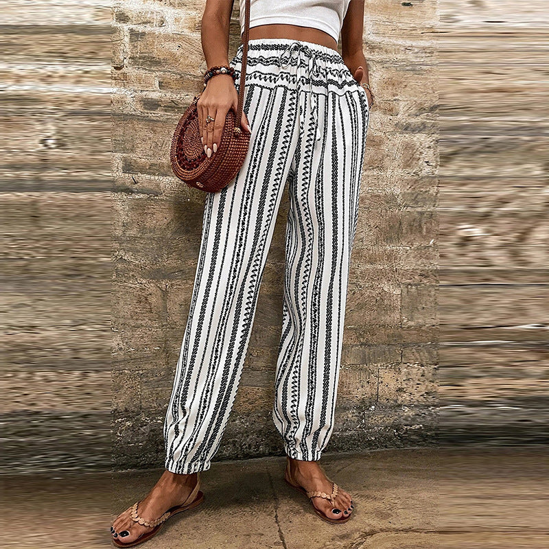 Striped Floral Print Casual Jumpsuit Women