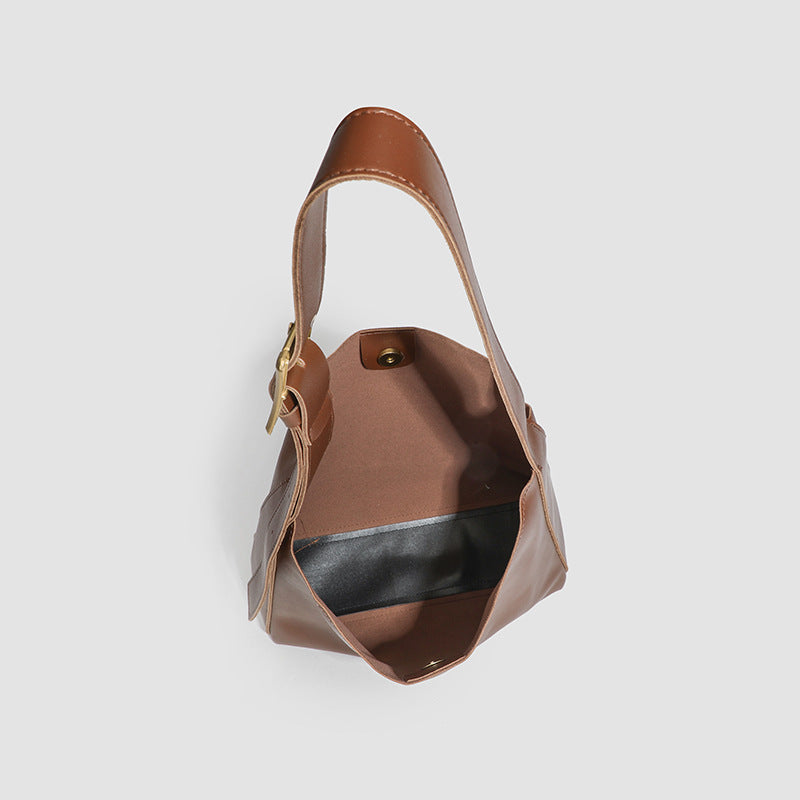 Vegan Leather Bucket Bag - Maillard Crossbody and Shoulder Bag 3 in 1 Fashion Women Anti-Theft Backpack