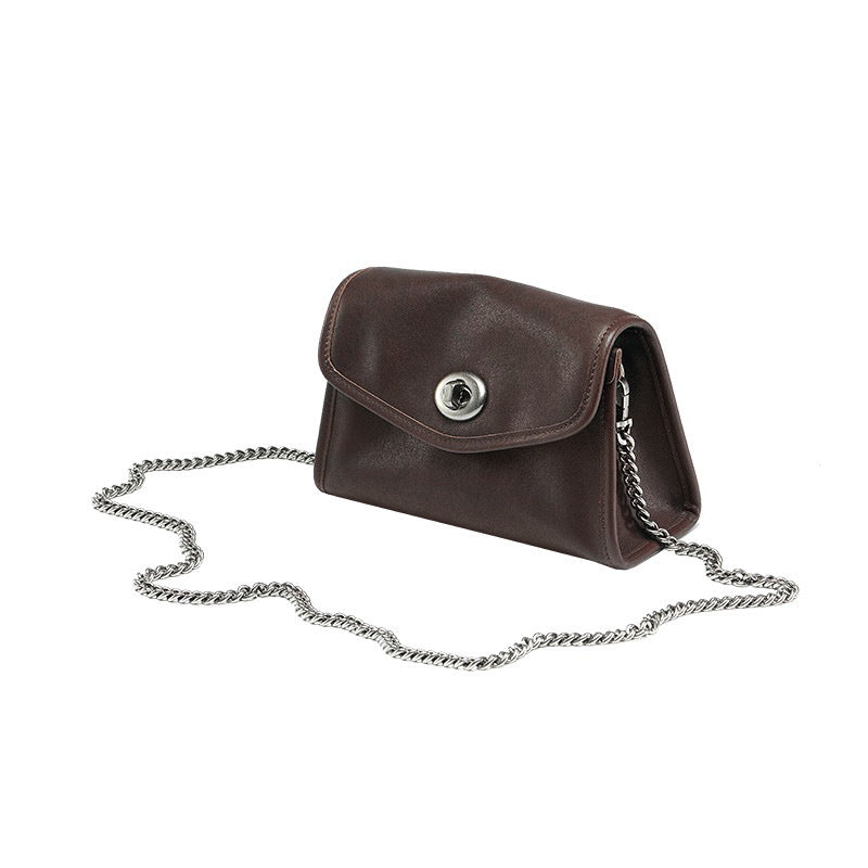 Genuine Leather Crossbody Bag - Stylish Envelope Package Chain Small Messenger Shoulder Bag Coffee 3 in 1 Fashion Women Anti-Theft Backpack