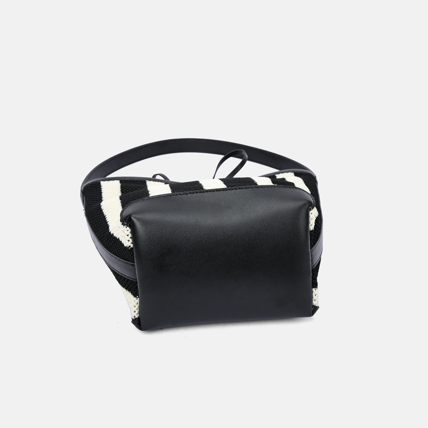 Cloth Shoulder Underarm Woven Fabric Women's Bag Black White Striped Bucket Bag