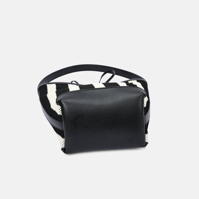 Cloth Shoulder Underarm Woven Fabric Women's Bag Black White Striped Bucket Bag
