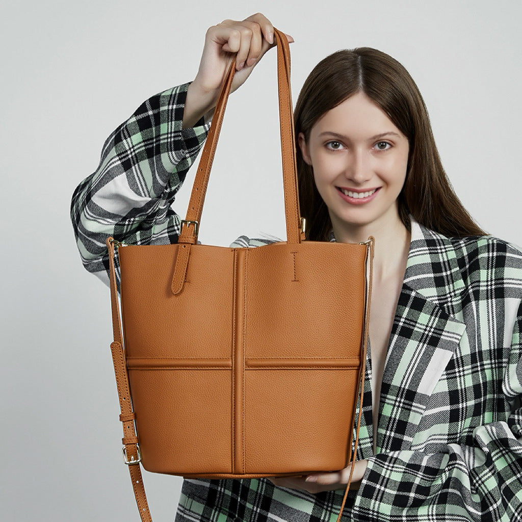 Genuine Leather Crossbody Bag - Portable Shoulder Bag 3 in 1 Fashion Women Anti-Theft Backpack
