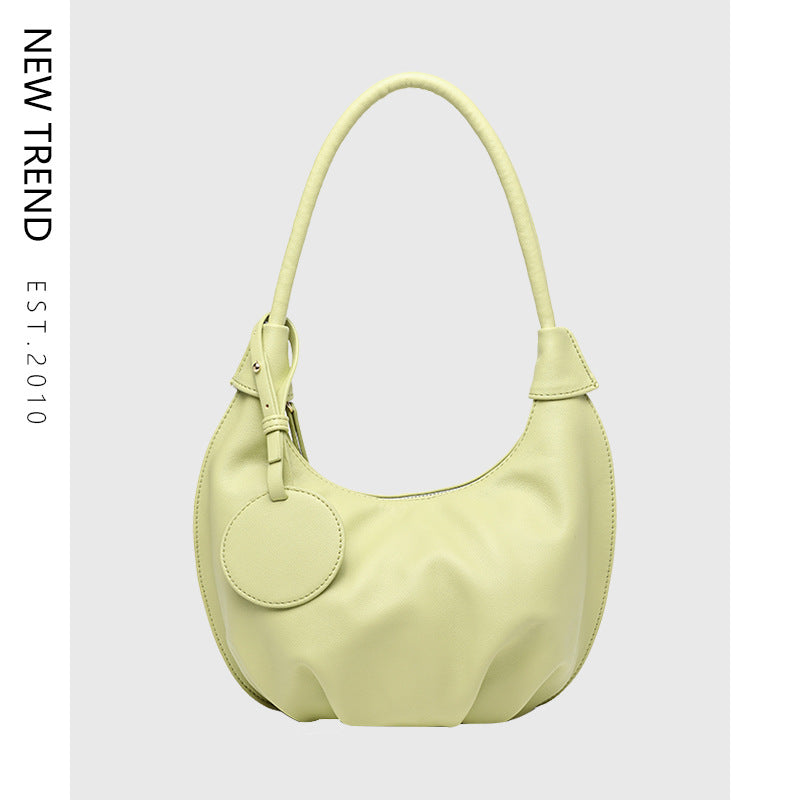 Vegan Leather Portable Underarm Bag Versatile Shoulder Dumpling Bag
