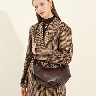 Genuine Leather Croissant Bag | Stylish Shoulder and Crossbody Design 3 in 1 Fashion Women Anti-Theft Backpack