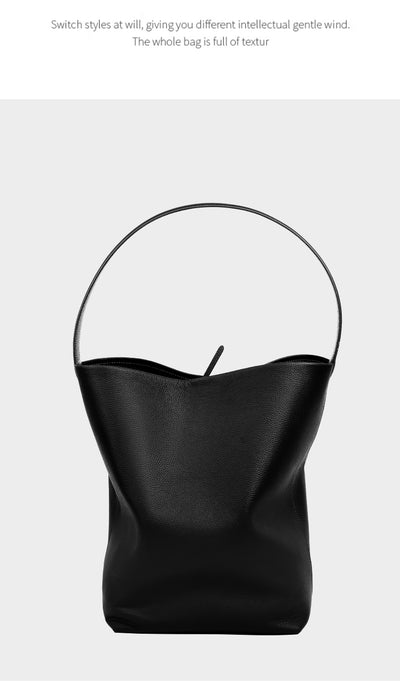 Genuine Leather Large Capacity One-shoulder Bucket Bag