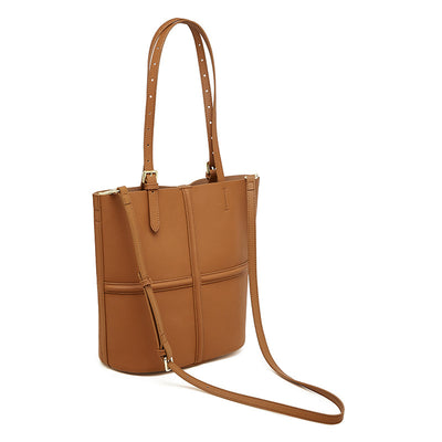 Genuine Leather Crossbody Bag - Portable Shoulder Bag Golden Brown 26X15X29 3 in 1 Fashion Women Anti-Theft Backpack