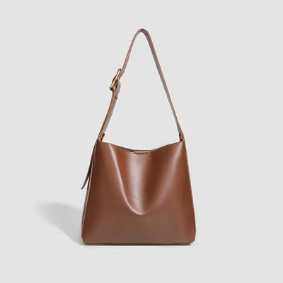 Vegan Leather Bucket Bag - Maillard Crossbody and Shoulder Bag Brown 3 in 1 Fashion Women Anti-Theft Backpack