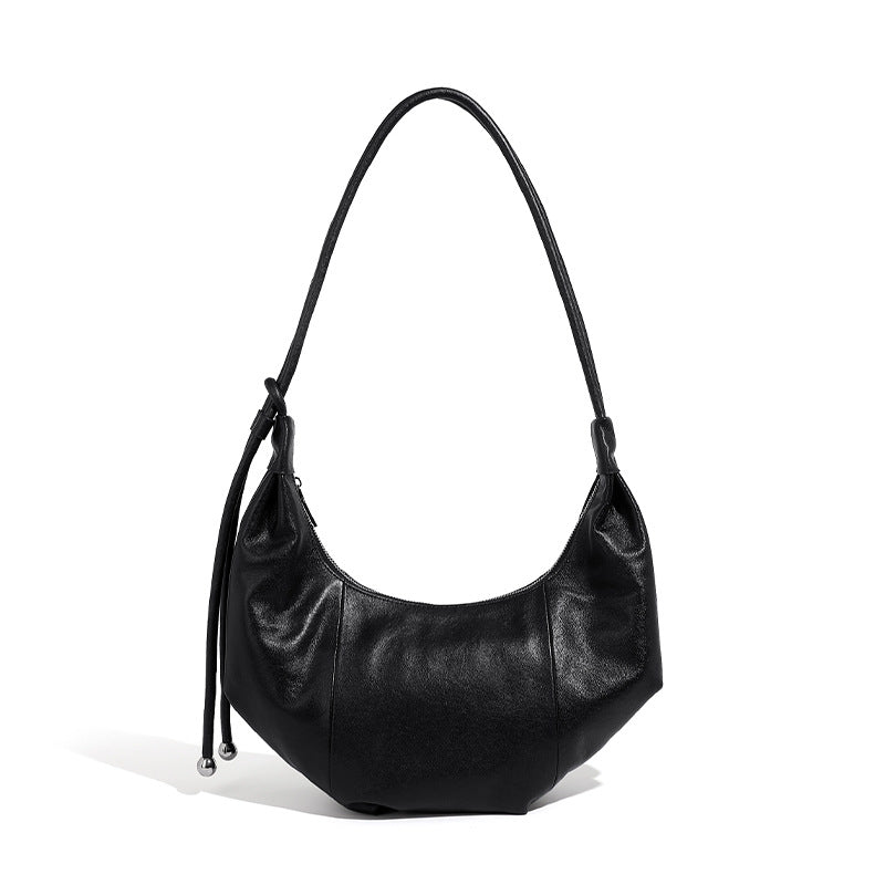 Genuine Leather Croissant Bag | Stylish Shoulder and Crossbody Design Black 36x12x17cm 3 in 1 Fashion Women Anti-Theft Backpack