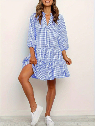 Fashion Simple Loose Plaid Dress Women