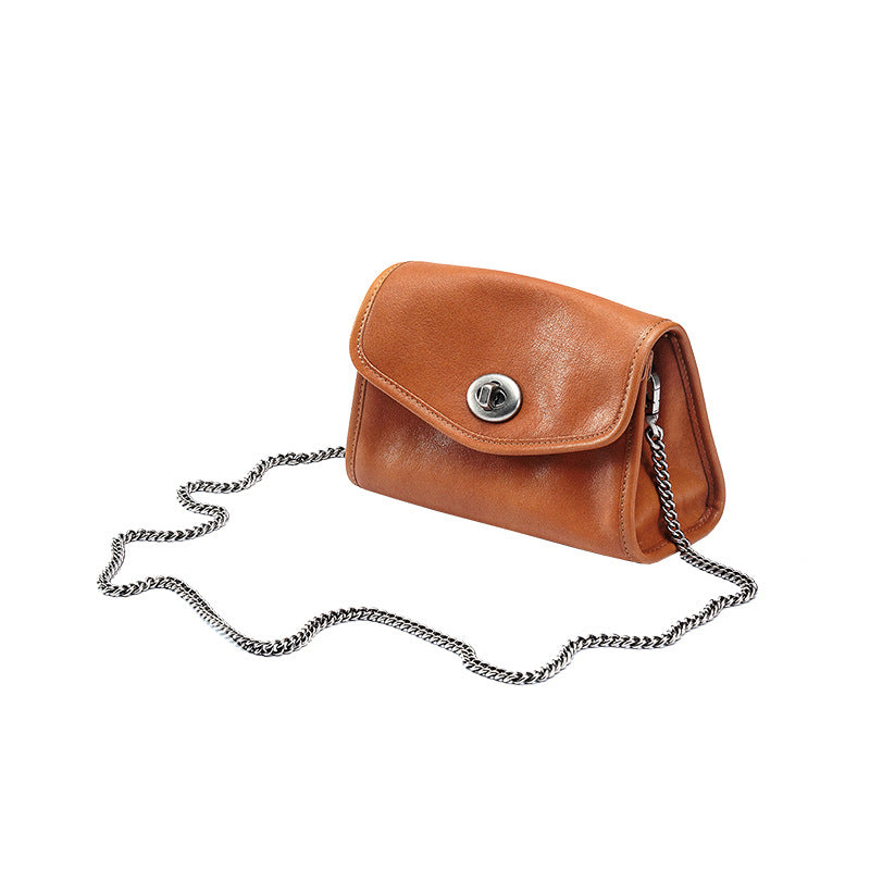 Genuine Leather Crossbody Bag - Stylish Envelope Package Chain Small Messenger Shoulder Bag Caramel Color 3 in 1 Fashion Women Anti-Theft Backpack