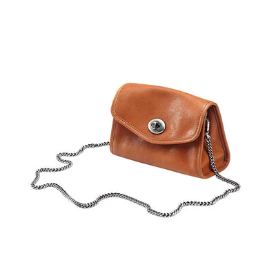 Genuine Leather Crossbody Bag - Stylish Envelope Package Chain Small Messenger Shoulder Bag Caramel Color 3 in 1 Fashion Women Anti-Theft Backpack