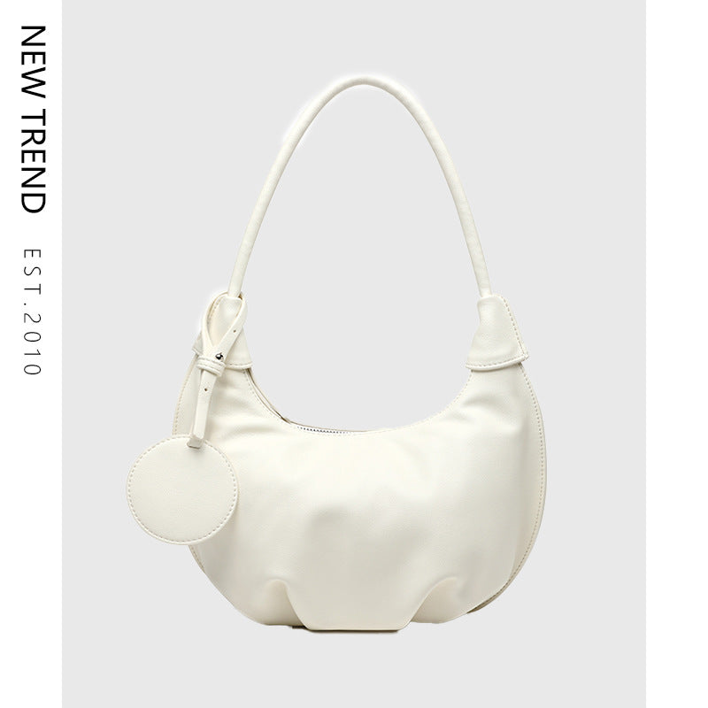 Vegan Leather Portable Underarm Bag Versatile Shoulder Dumpling Bag