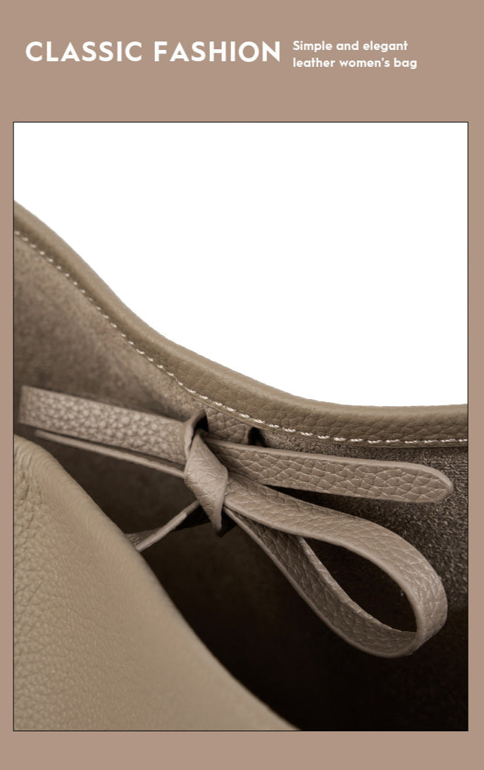Genuine Leather Large Capacity One-shoulder Bucket Bag