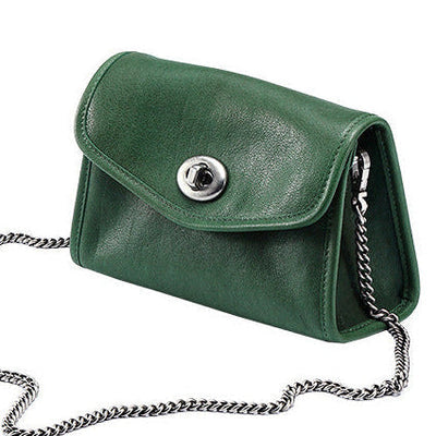Genuine Leather Crossbody Bag - Stylish Envelope Package Chain Small Messenger Shoulder Bag Green 3 in 1 Fashion Women Anti-Theft Backpack