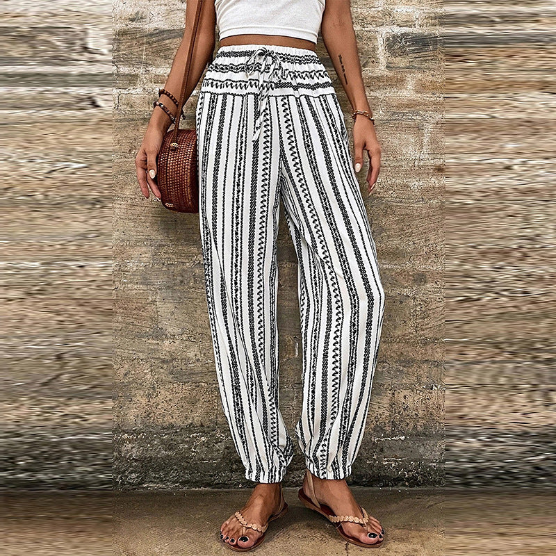 Striped Floral Print Casual Jumpsuit Women