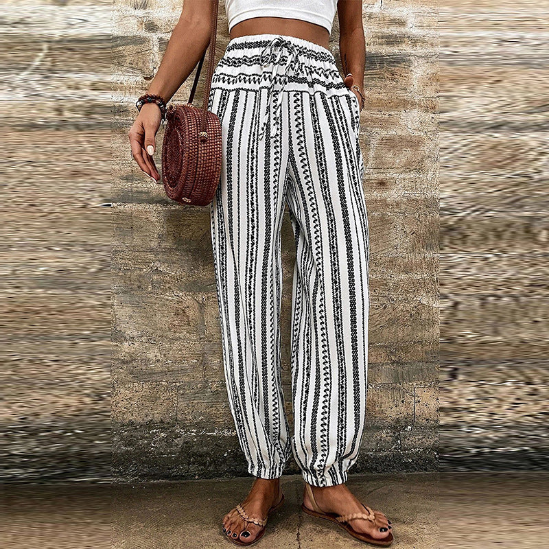 Striped Floral Print Casual Jumpsuit Women