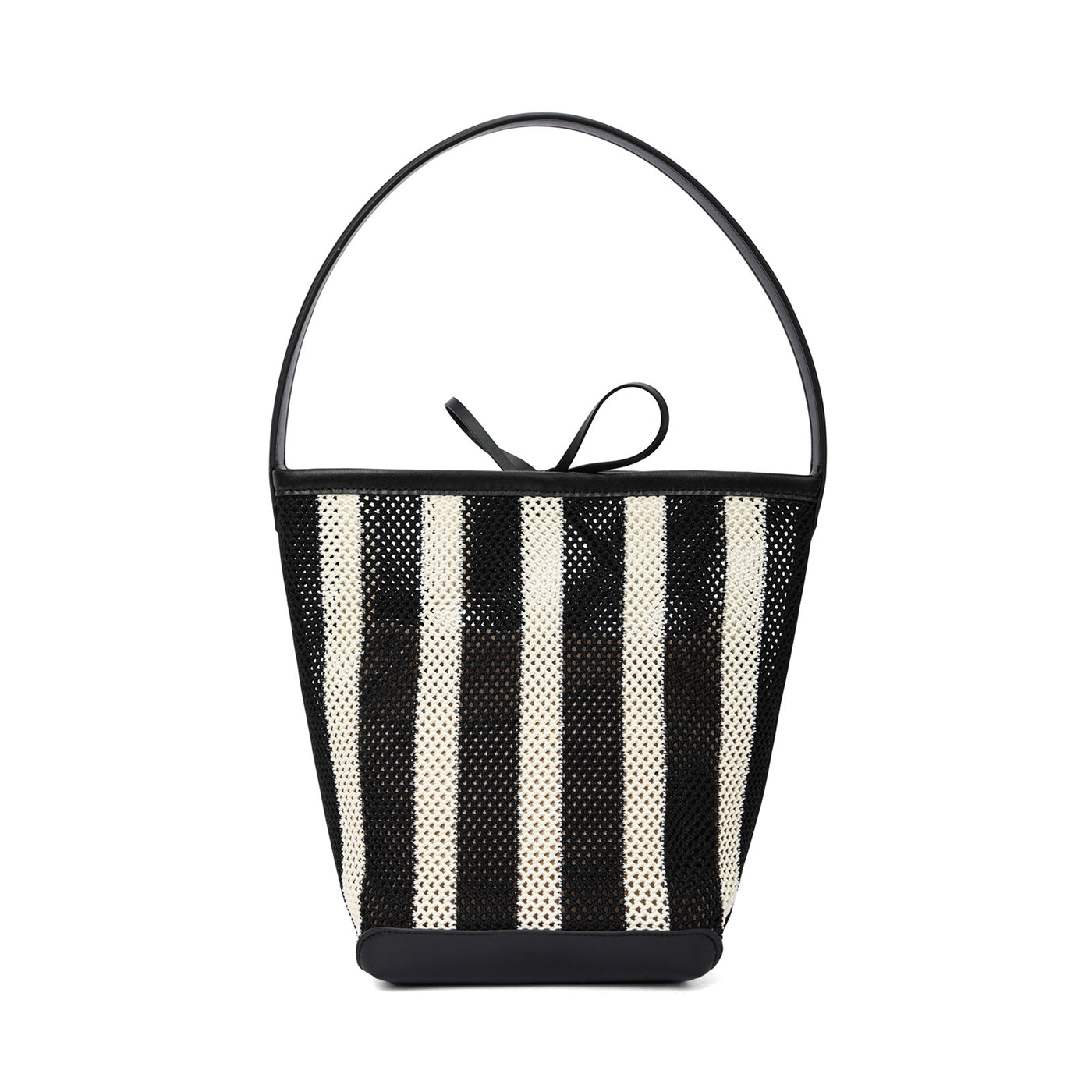 Cloth Shoulder Underarm Woven Fabric Women's Bag Black White Striped Bucket Bag