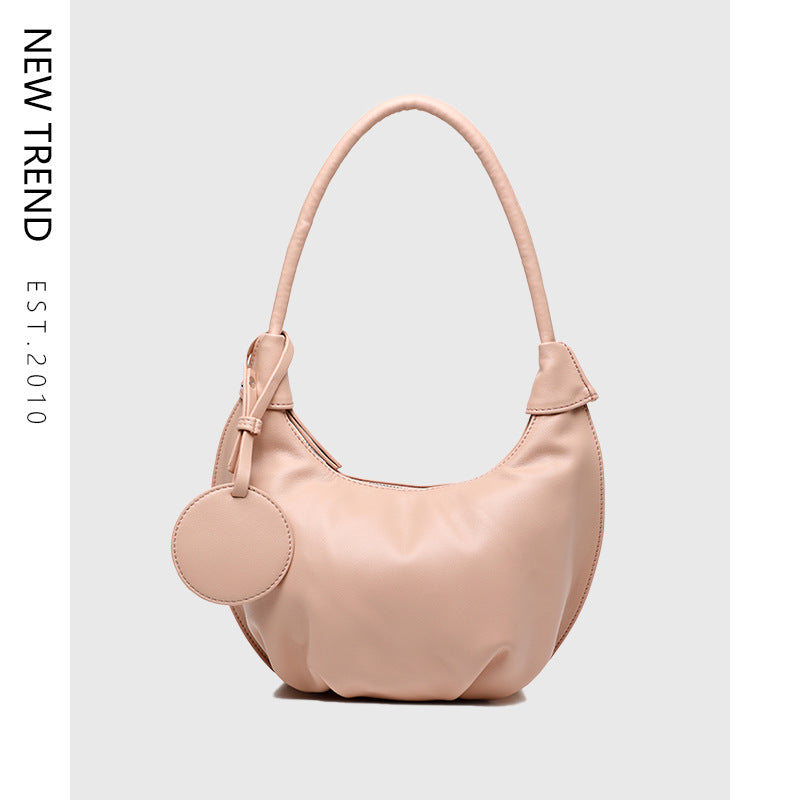 Vegan Leather Portable Underarm Bag Versatile Shoulder Dumpling Bag