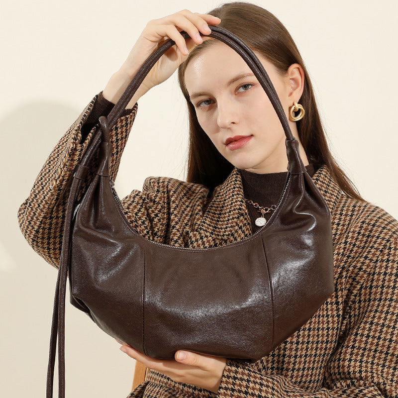 Genuine Leather Croissant Bag | Stylish Shoulder and Crossbody Design 3 in 1 Fashion Women Anti-Theft Backpack