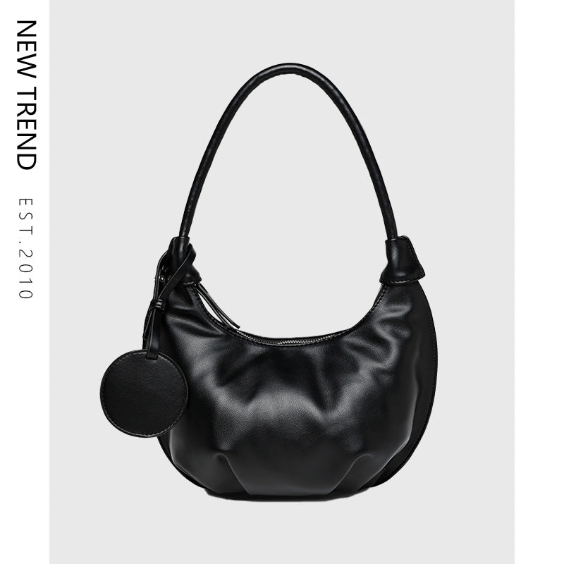 Vegan Leather Portable Underarm Bag Versatile Shoulder Dumpling Bag