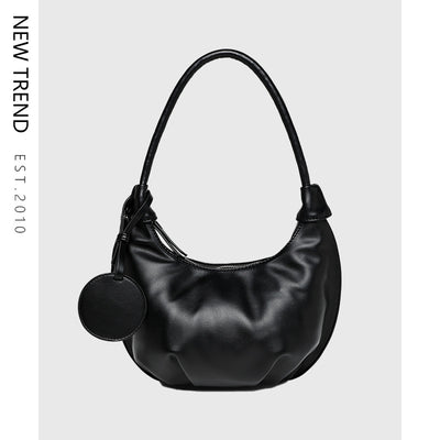 Vegan Leather Portable Underarm Bag Versatile Shoulder Dumpling Bag