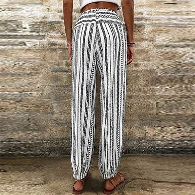 Striped Floral Print Casual Jumpsuit Women